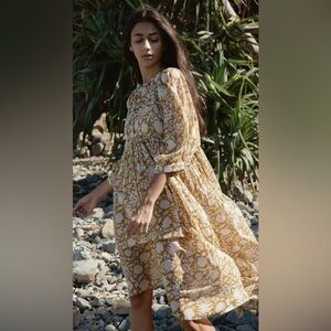Daughters of India Kyra Midi Dress in Golden Palm